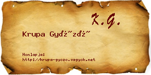 Krupa Győző névjegykártya